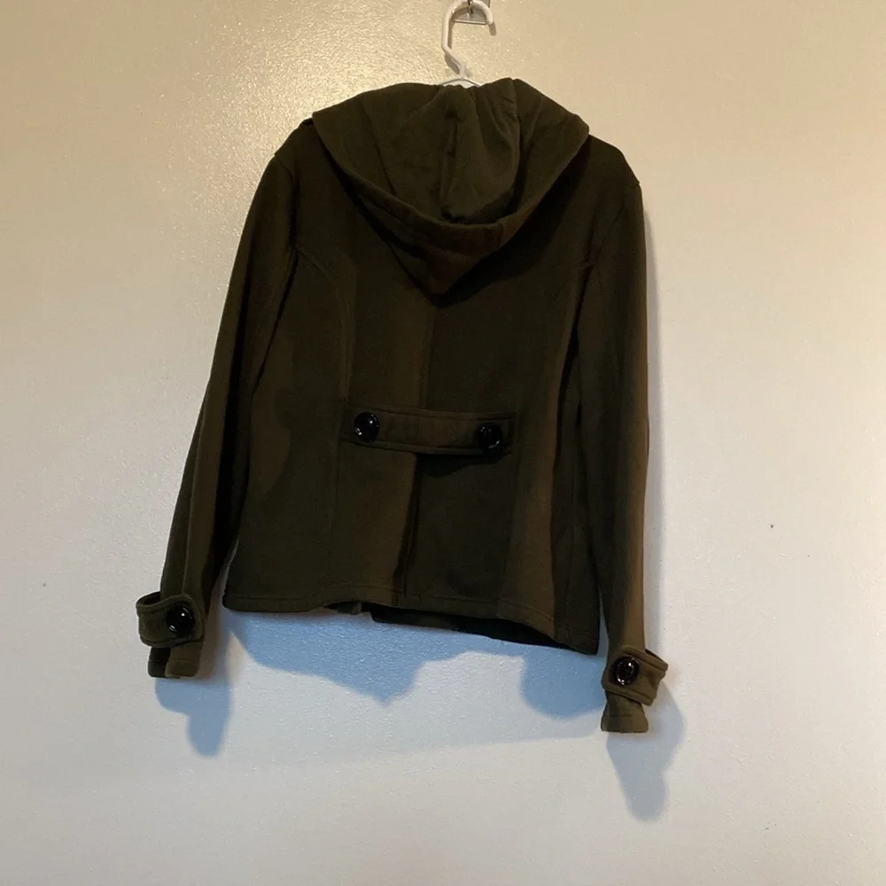 Sebby green hooded pocket cozy cotton button down coat jacket XL - Picture 4 of 9